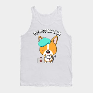 Cute orange dog is a doctor Tank Top